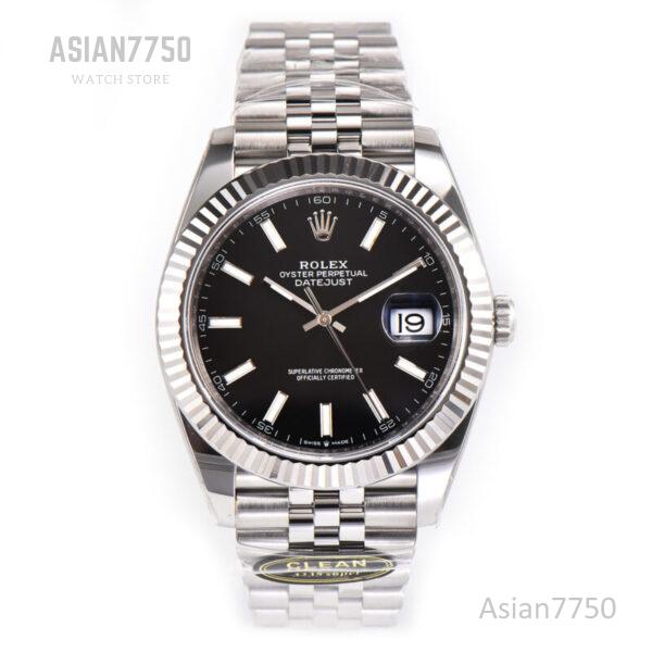 Datejust 41 Black Dial Stick Markers in Steel Clean Factory