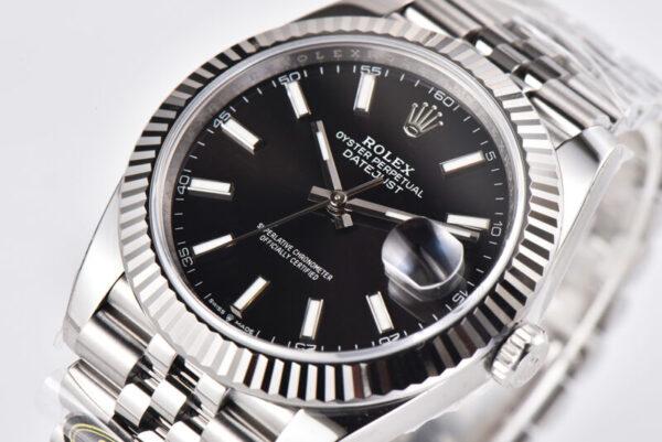 Datejust 41 Black Dial Stick Markers in Steel Clean Factory - Image 4