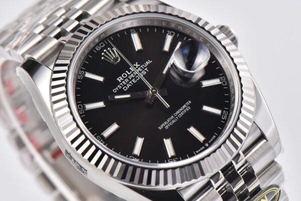 Datejust 41 Black Dial Stick Markers in Steel Clean Factory - Image 6