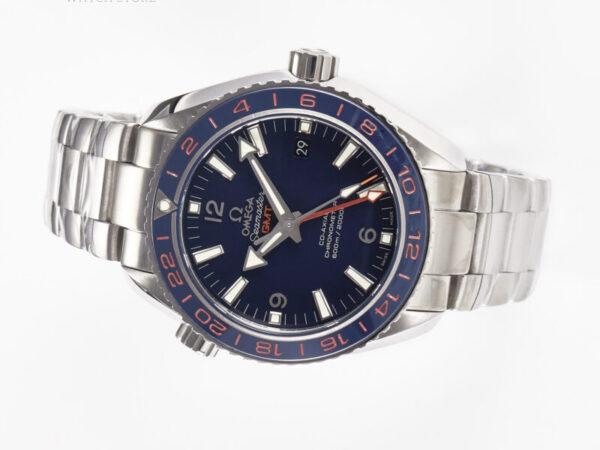 Planet Ocean 600M Co-Axial GMT 43.5mm VSF 1:1 Best Edition Blue Dial Blue Ceramic Bezel on SS Bracelet A8605 Super Clone - Image 3