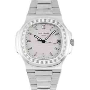 Nautilus Jumbo 5711/1A-011 White Dial with Diamond Bezel