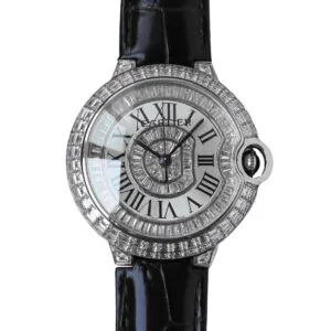 Ballon Bleu de Cartier 42mm weißes Zifferblatt mit Diamanten in Roségold