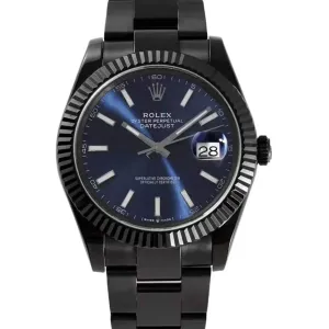 Datejust 41 Blue Dial with Stick Markers in PVD Black