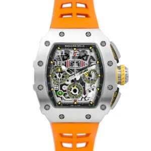 RM 011-03 Automatik Flyback-Chronograph in Titan am orangefarbenen Kautschukarmband