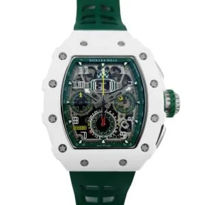 RM 011-02 Le Mans Classic Chronograph in Grün am grünen Kautschukarmband