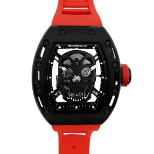 RM 052-01 Tourbillon Black Skull in PVD am roten Kautschukarmband