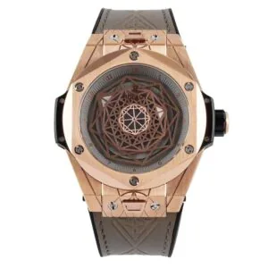 Big Bang Unico Sang Bleu in Roségold am braunen Lederarmband