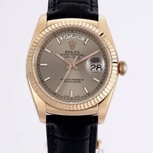 Day-Date 40 Silver Dial in Rose Gold on Leather Strap