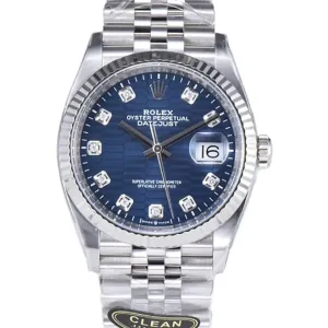 Datejust 36 126234 Blue Motif Dial with Diamond Marker in Steel in Jubilee Bracelet