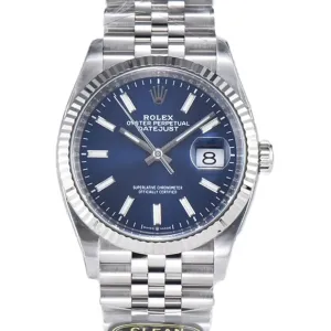 Datejust 36 126234 Bright Blue Dial with Stick Marker in Steel in Jubilee Bracelet Clean Factory