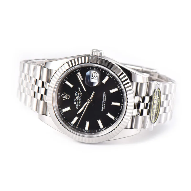 Datejust 41 quadrante nero con indici a bastone in acciaio Clean Factory - immagine 7