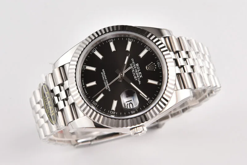 Datejust 41 quadrante nero con indici a bastone in acciaio Clean Factory - immagine 5