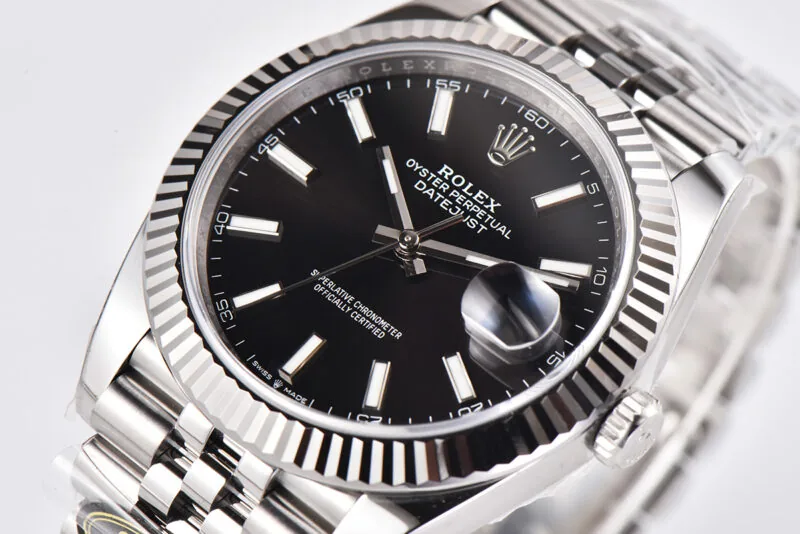 Datejust 41 quadrante nero con indici a bastone in acciaio Clean Factory - immagine 4
