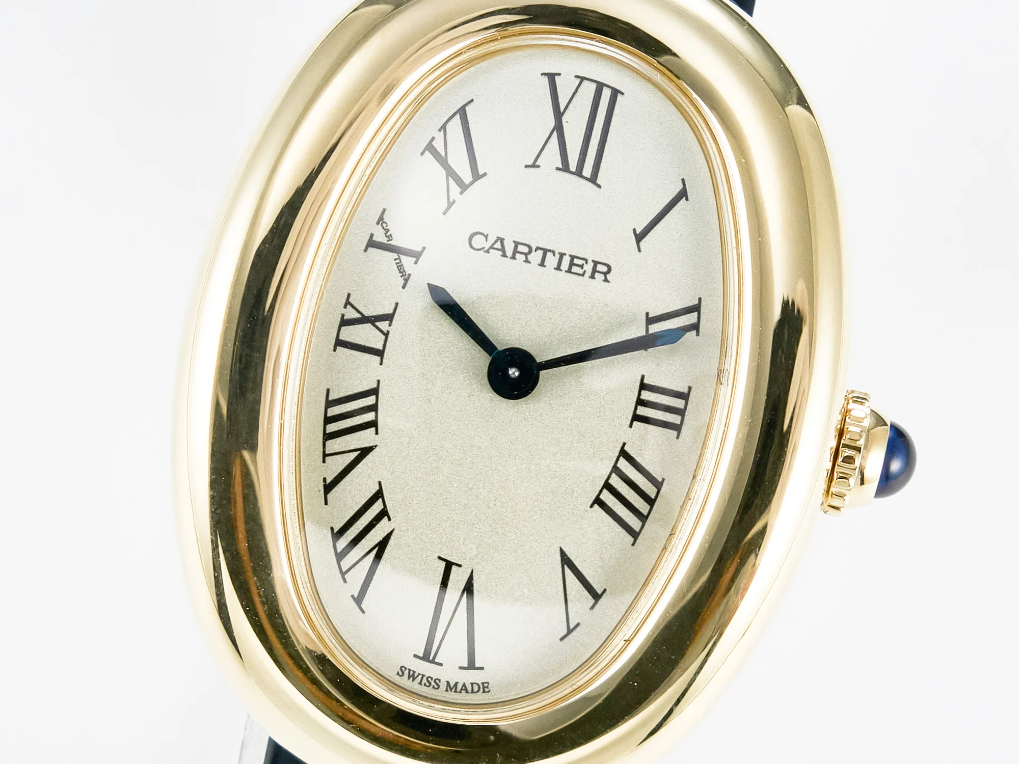 Baignoire De Cartier YG DRF 1:1 Best Edition Silver Dial on Black Leather Strap Swiss Quartz