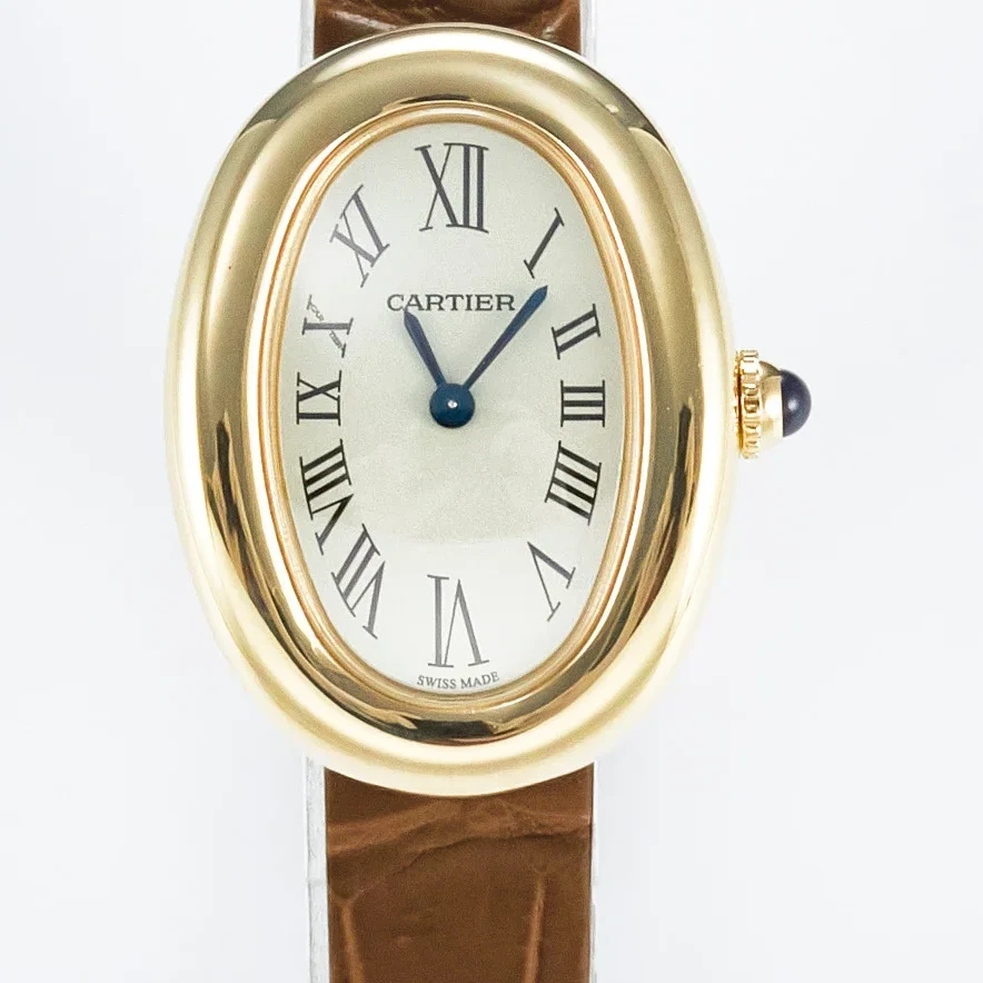 Baignoire De Cartier YG DRF 1:1 Best Edition Silver Dial on Brown Leather Strap Swiss Quartz