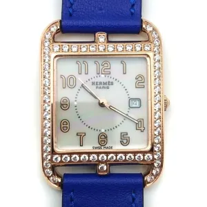 Cape Cod GM Quartz Rose Gold with Diamond Bezel on Blue Fjord Leather Strap