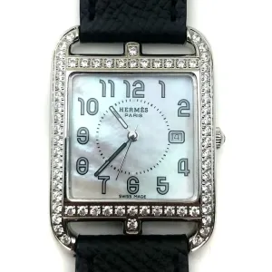 Cape Cod Steel with Diamond Bezel on Black Epsom Leather Strap