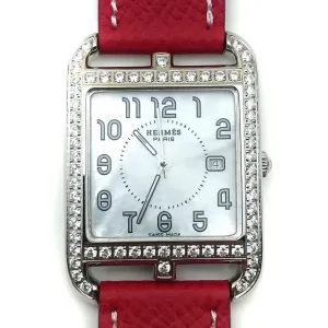 Cape Cod Steel with Diamond Bezel on Red Epsom Leather Strap