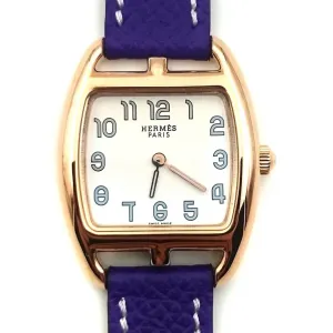 Cape Cod Tonneau Rose Gold on Purple Epsom Leather Strap