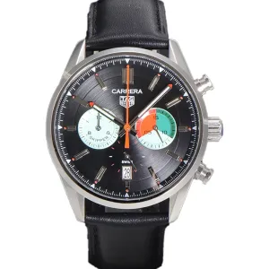 Carrera Skipper 39 Black Dial on Leather Strap