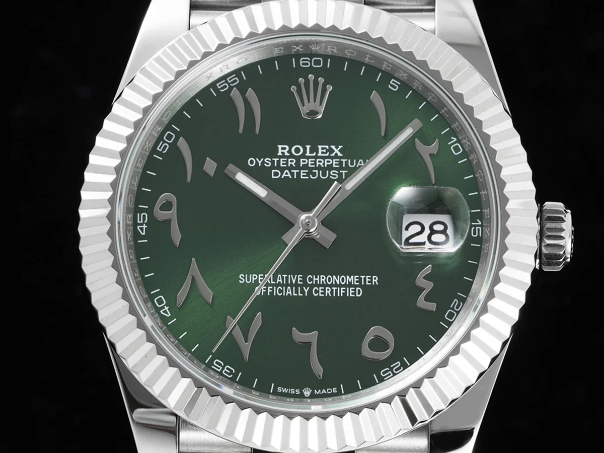 Datejust 41 126300 Green Dial with Arabic Numerals in Steel